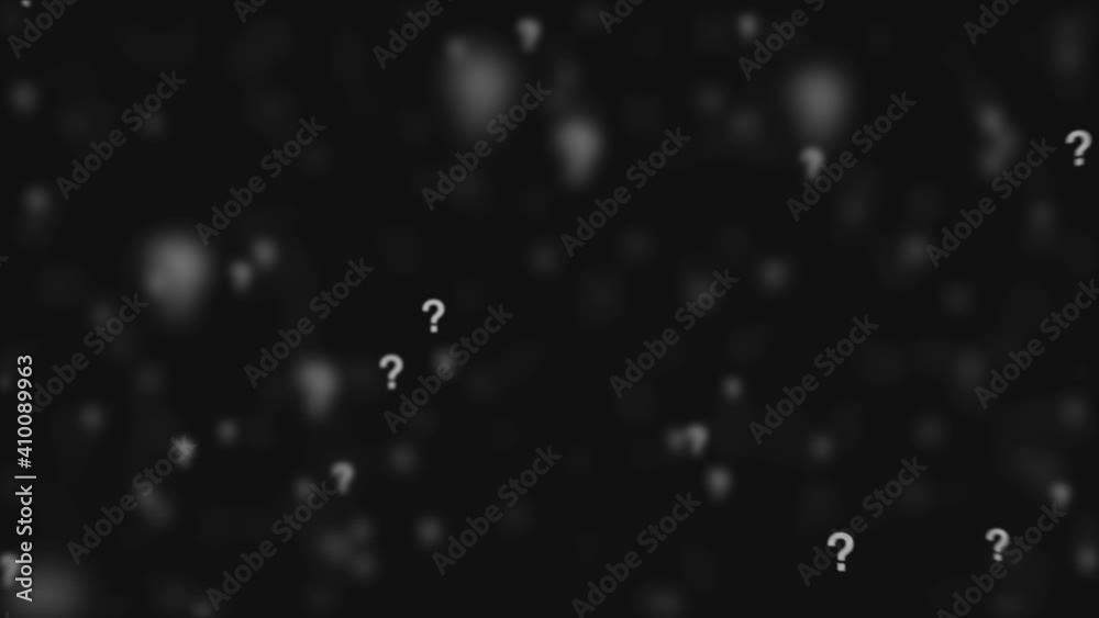 Questions and confusion backdrop animation on black background