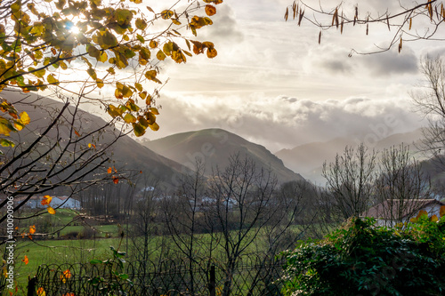 Sunrise in the Aldudes Valley Basque Mountains-Pyrenees.. photo