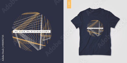 Geometric mens t-shirt design, graphic print, vector illustration