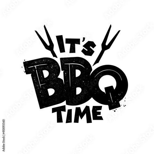 It's BBQ time retro logo, emblem