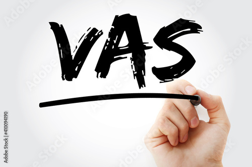 VAS - Value Added Services acronym with marker, concept background