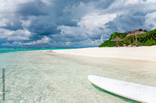 Photography Travel sunny sea shore landscape wuth surfing board
