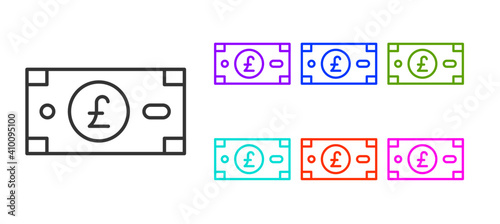 Black line Pound sterling money icon isolated on white background. Pound GBP currency symbol. Set icons colorful. Vector.