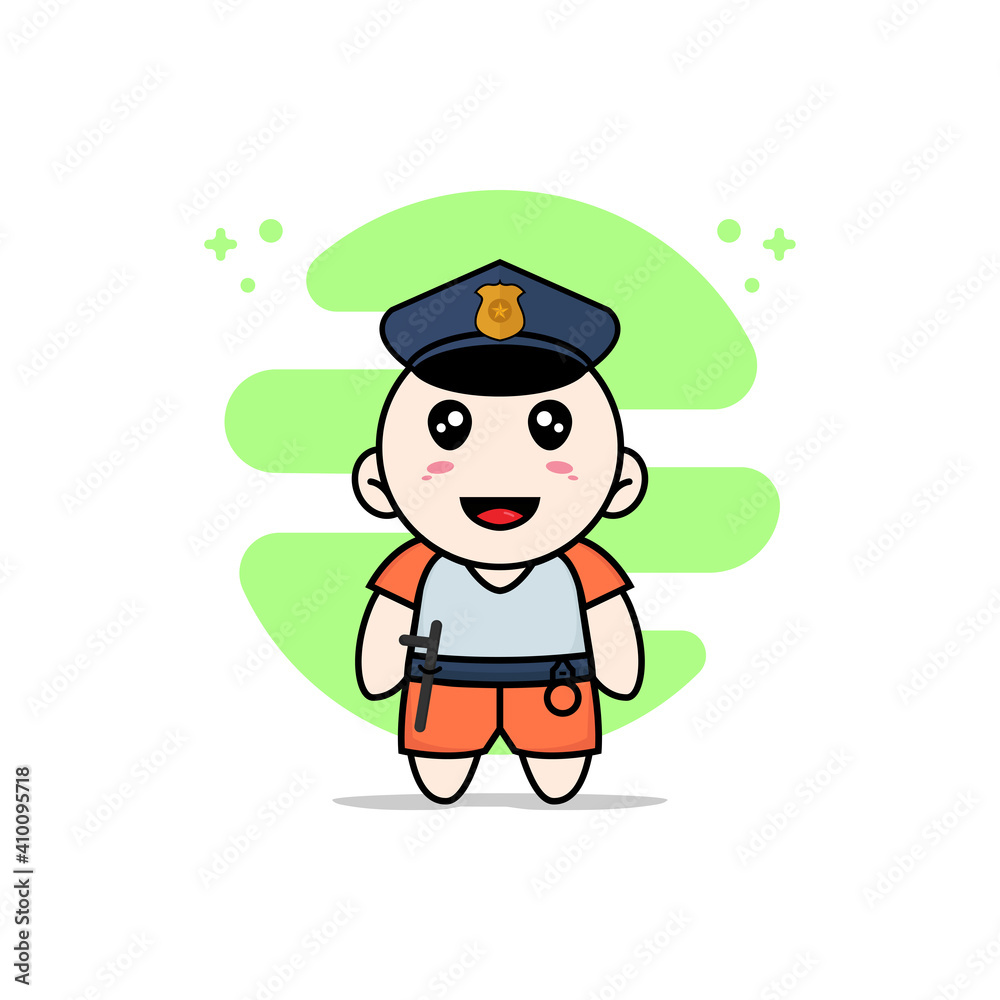 Cute kids character wearing police costume. Cute kids character wearing police costume.