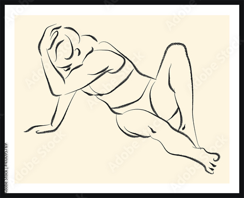 Life human sketch. Vector poster. Living room poster, wall decoration poster