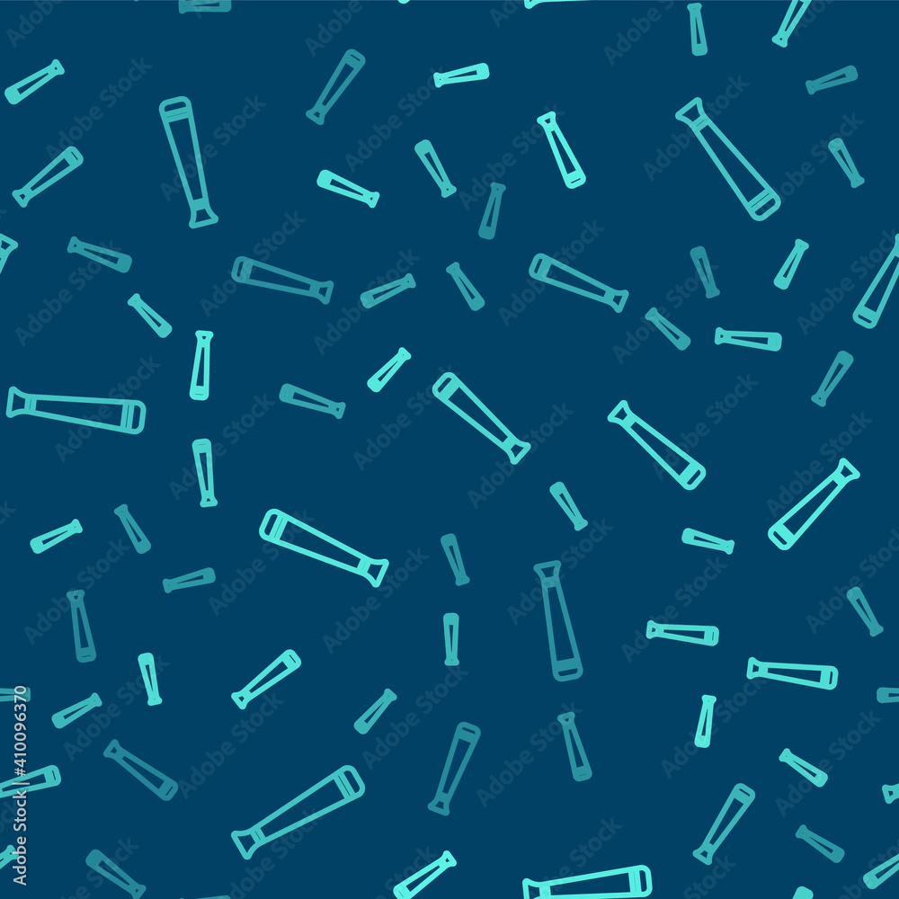 Green line Police rubber baton icon isolated seamless pattern on blue background. Rubber truncheon. Police Bat. Police equipment. Vector. Green line Police rubber baton icon isolated seamless pattern on blue background. Rubber truncheon. Police Bat. Police equipment. Vector.