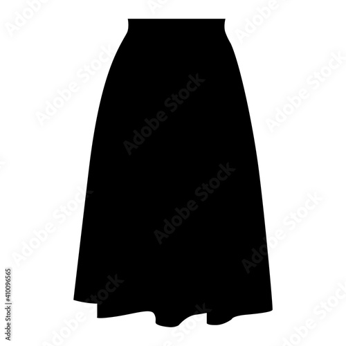 vector, isolated, black silhouette of a woman's skirt
