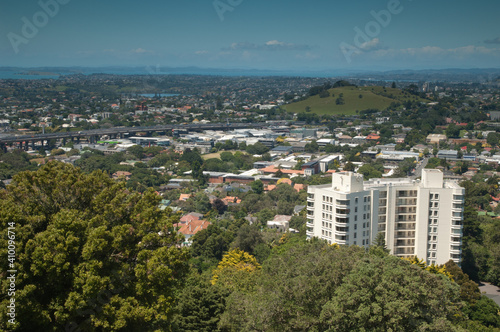 Part of the city of Auckland from Mount Eden. North Island. New Zealand.