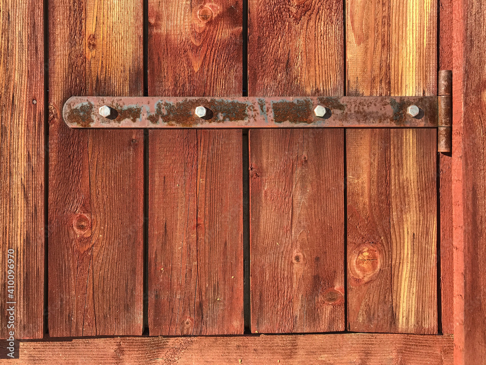 Red wooden fence. Wood texture.
