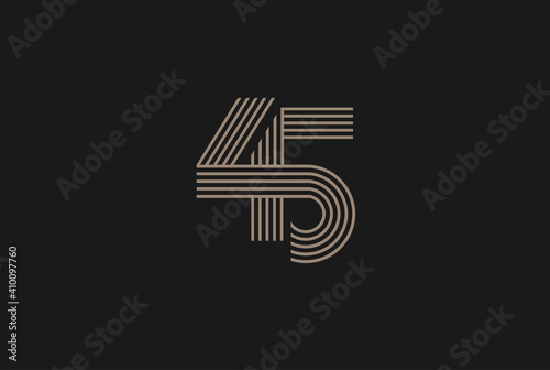 Number 45 Logo, Monogram Number 45 logo multi line style, usable for anniversary and business logos, flat design logo template, vector illustration photo