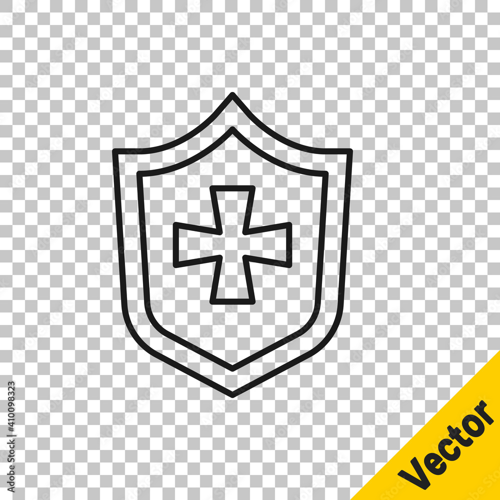 Black line Shield icon isolated on transparent background. Guard sign. Security, safety, protection, privacy concept. Vector. Black line Shield icon isolated on transparent background. Guard sign. Security, safety, protection, privacy concept. Vector.