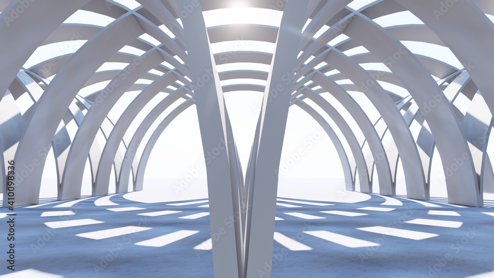 Fototapeta premium Abstract architecture background arched interior 3d render