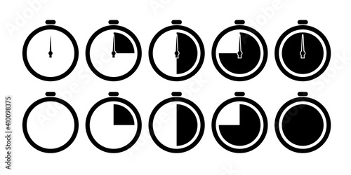 Set of timer vector icons on transparent background. Time vector icons illustrations