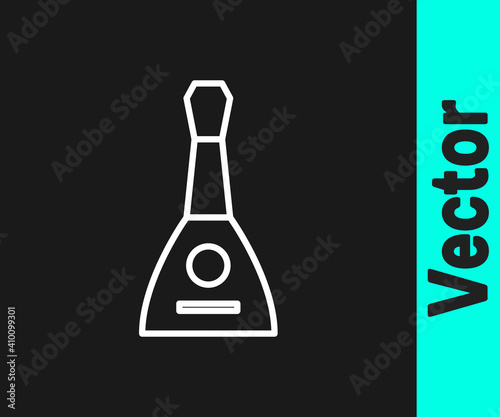 White line Musical instrument balalaika icon isolated on black background. Vector.