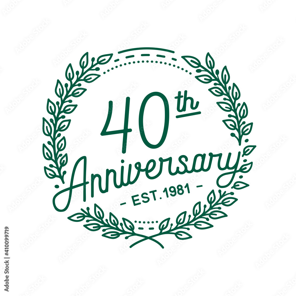 40 years anniversary logo collection. 40th years anniversary celebration hand drawn logotype. Vector and illustration.