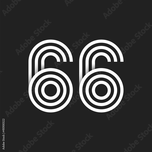 Number 66 with black and white background