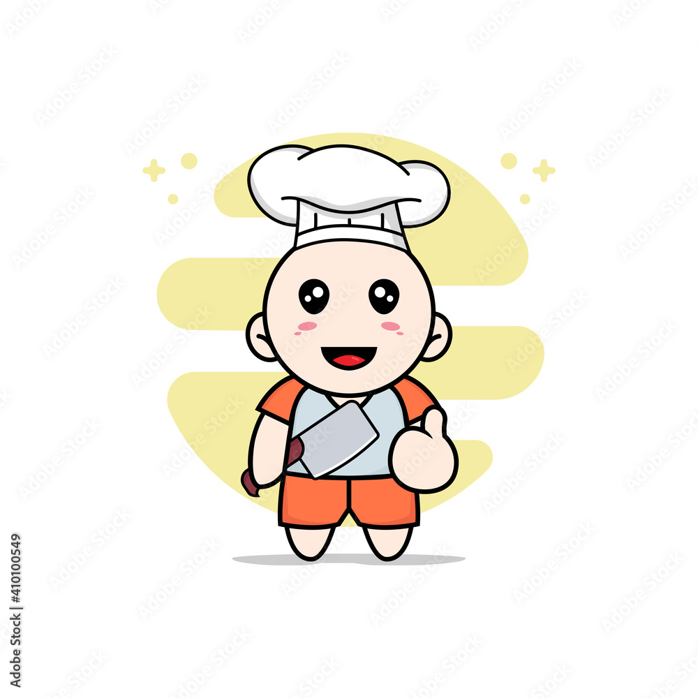 Cute kids character wearing chef costume. Cute kids character wearing chef costume.