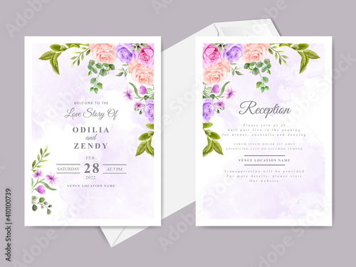 beautiful and elegant floral hand drawn wedding card template