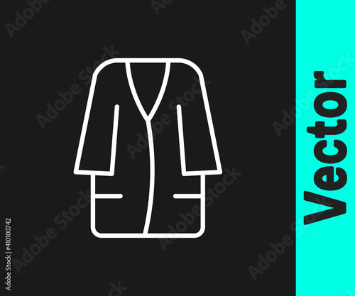 White line Bathrobe icon isolated on black background. Vector.