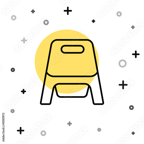 Black line Baby potty icon isolated on white background. Chamber pot. Random dynamic shapes. Vector.