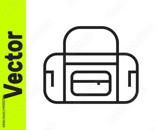 Black line Sport bag icon isolated on white background. Vector.