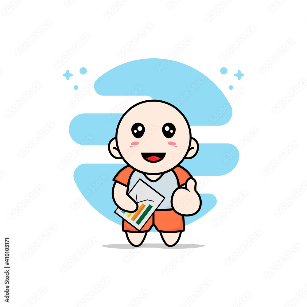 Cute kids character holding a presentation results. Cute kids character holding a presentation results.