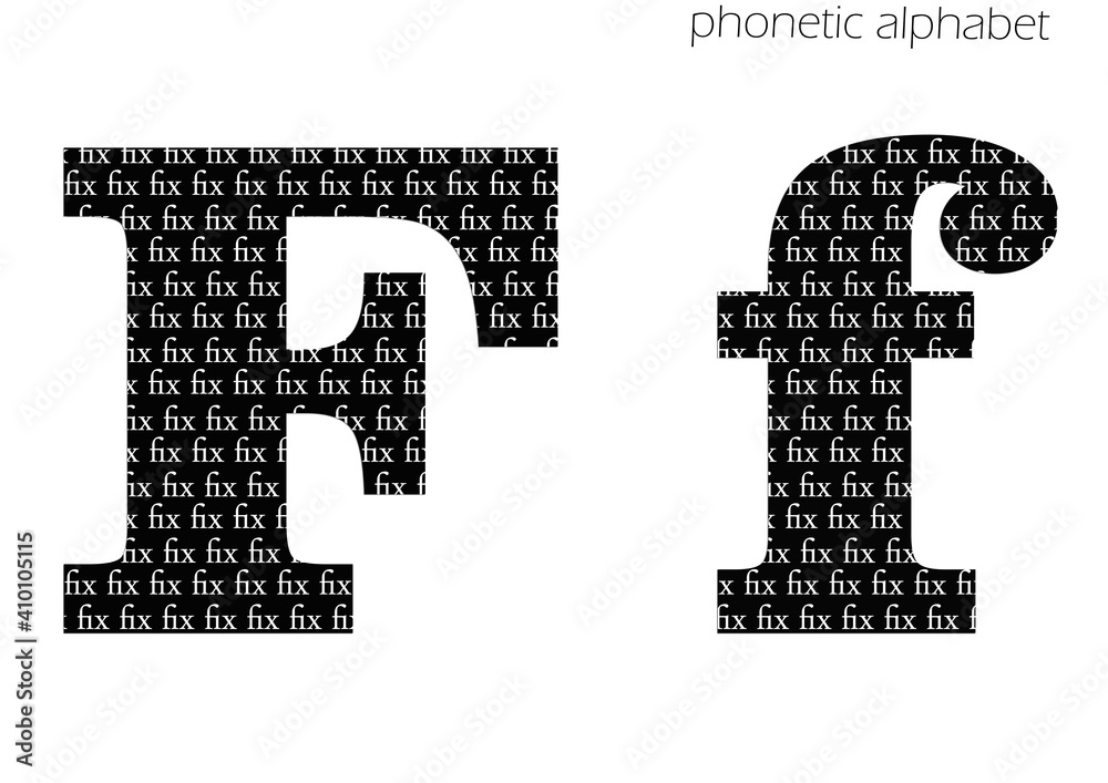 F (fix) 3d illustration phonetic alphabet design for decoration in black and white F (fix) 3d illustration phonetic alphabet design for decoration in black and white