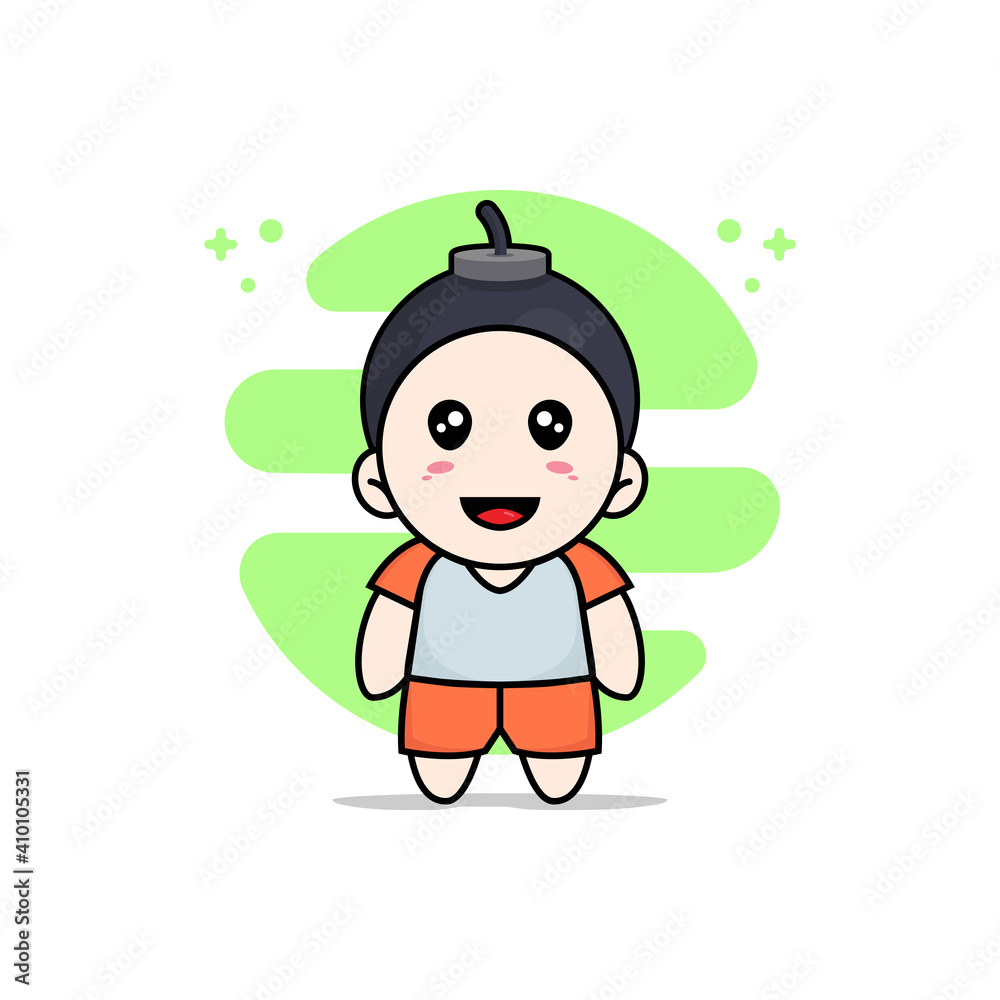 Cute kids character wearing boom costume. Cute kids character wearing boom costume.