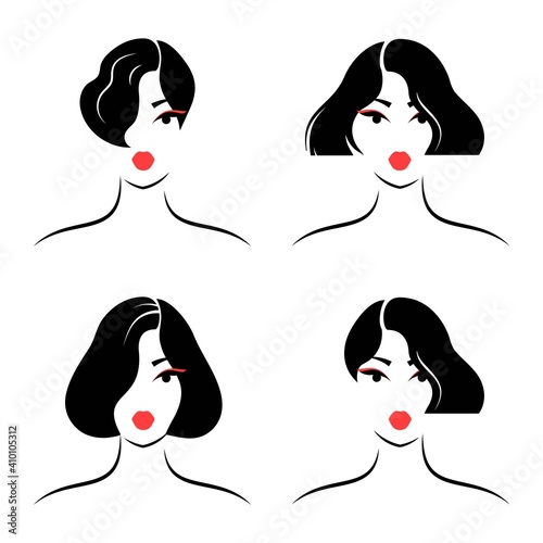 A bundle of female avatars with haircuts