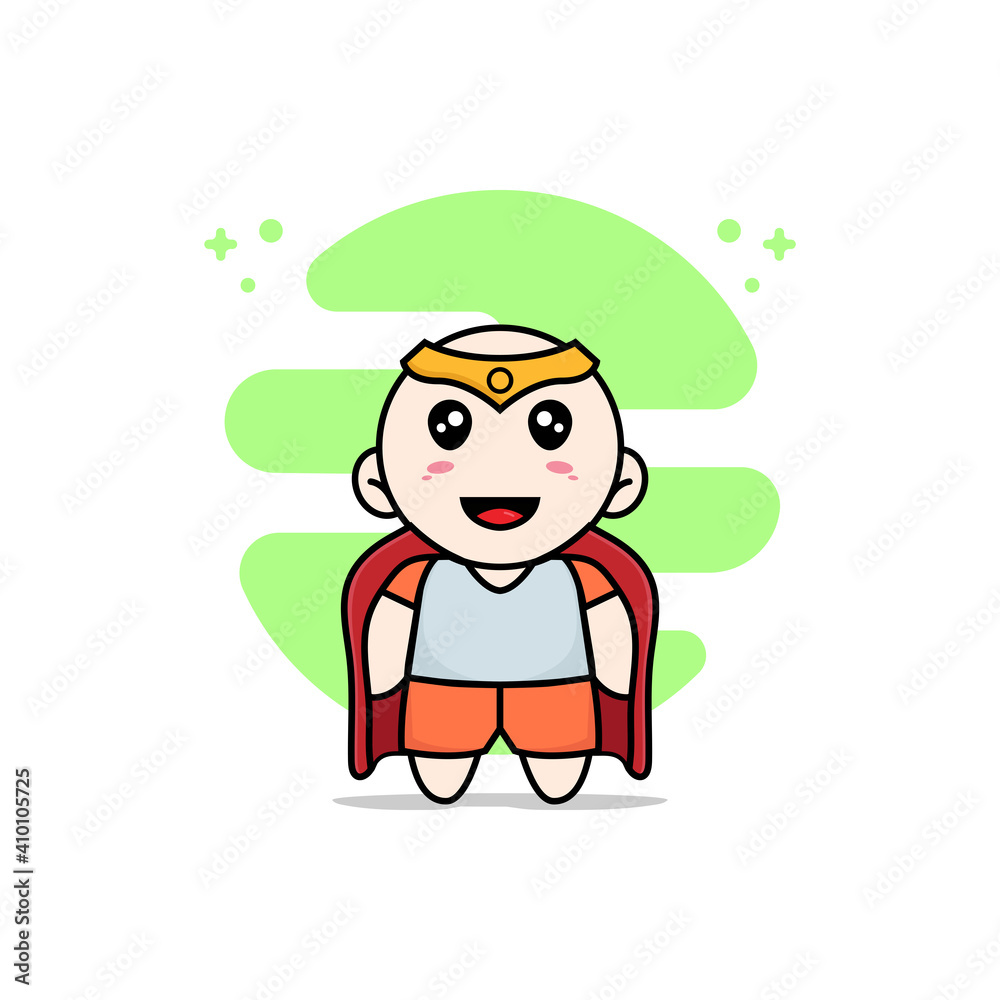 Cute kids character wearing superhero costume.