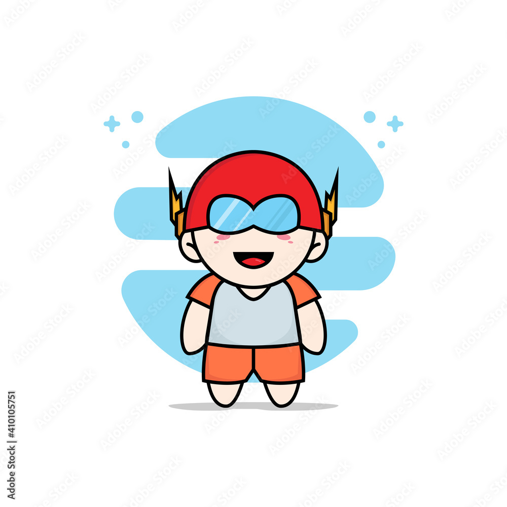 Cute kids character wearing superhero costume. Cute kids character wearing superhero costume.