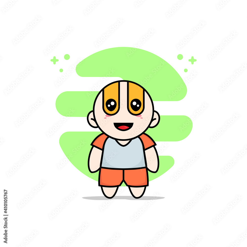 Cute kids character wearing superhero costume.