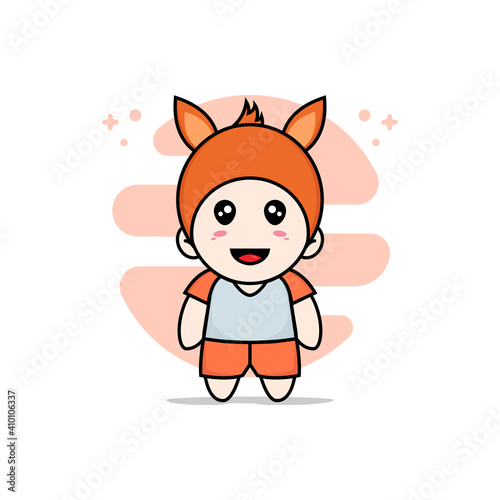 Cute kids character wearing fox costume.