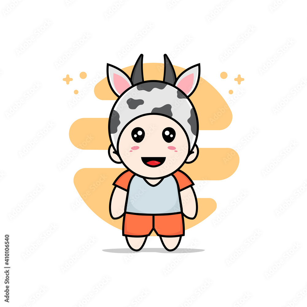 Cute kids character wearing cow costume. Cute kids character wearing cow costume.