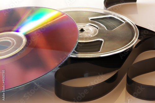 cd and disassembled vhs photo