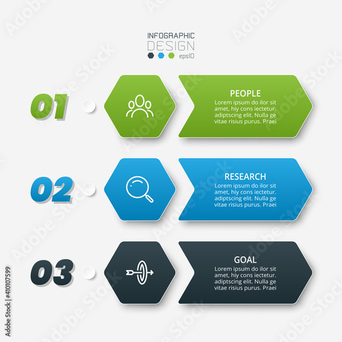 Hexagon design, 3 steps to analyze or prepare for work in various businesses or organizations. infographic design.