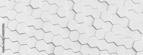 background hexagon pattern abstract background white panorama 3D Illustration