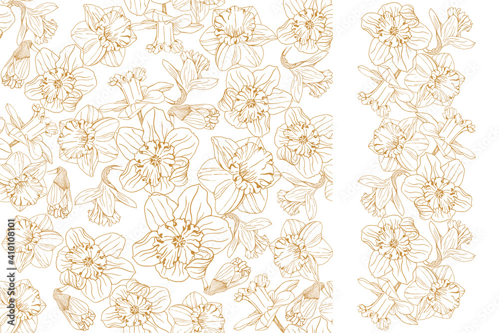 gold narcissus seamless pattern