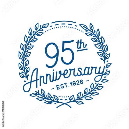 95 years anniversary logo collection. 95th years anniversary celebration hand drawn logotype. Vector and illustration.