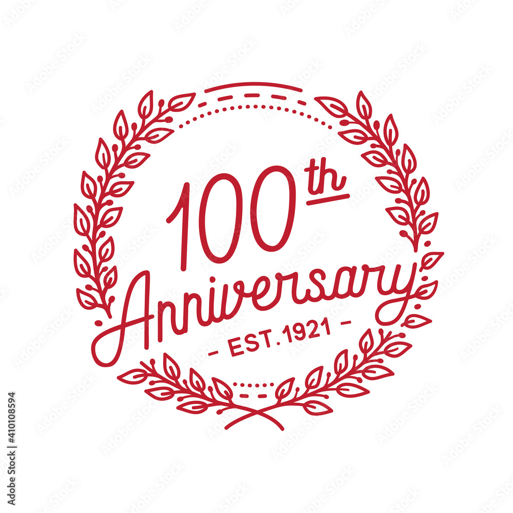 Fototapeta premium 100 years anniversary logo collection. 100th years anniversary celebration hand drawn logotype. Vector and illustration.