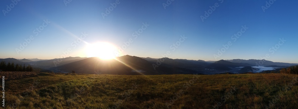 Summer sunrise in Basque Country mountains