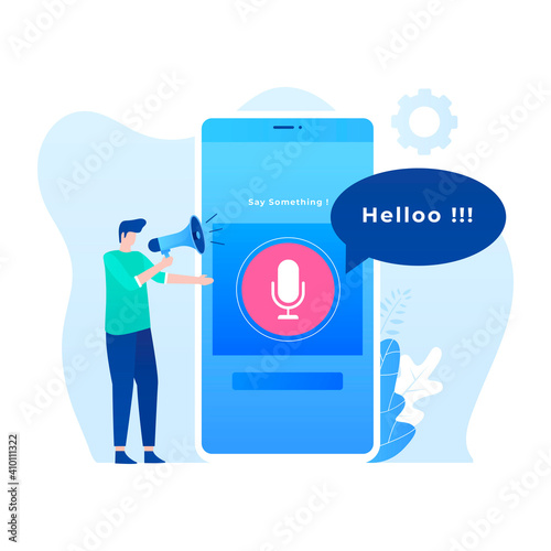 Speech to text illustration concept. Illustration for websites, landing pages, mobile applications, posters and banners