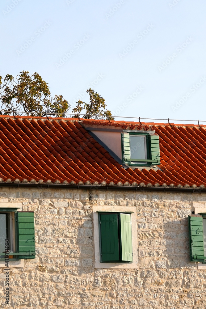 Traditional Mediterranean house and garden in Split, Croatia.