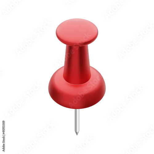 Red push pin isolated on white background. Thumbtack. Vector illustration