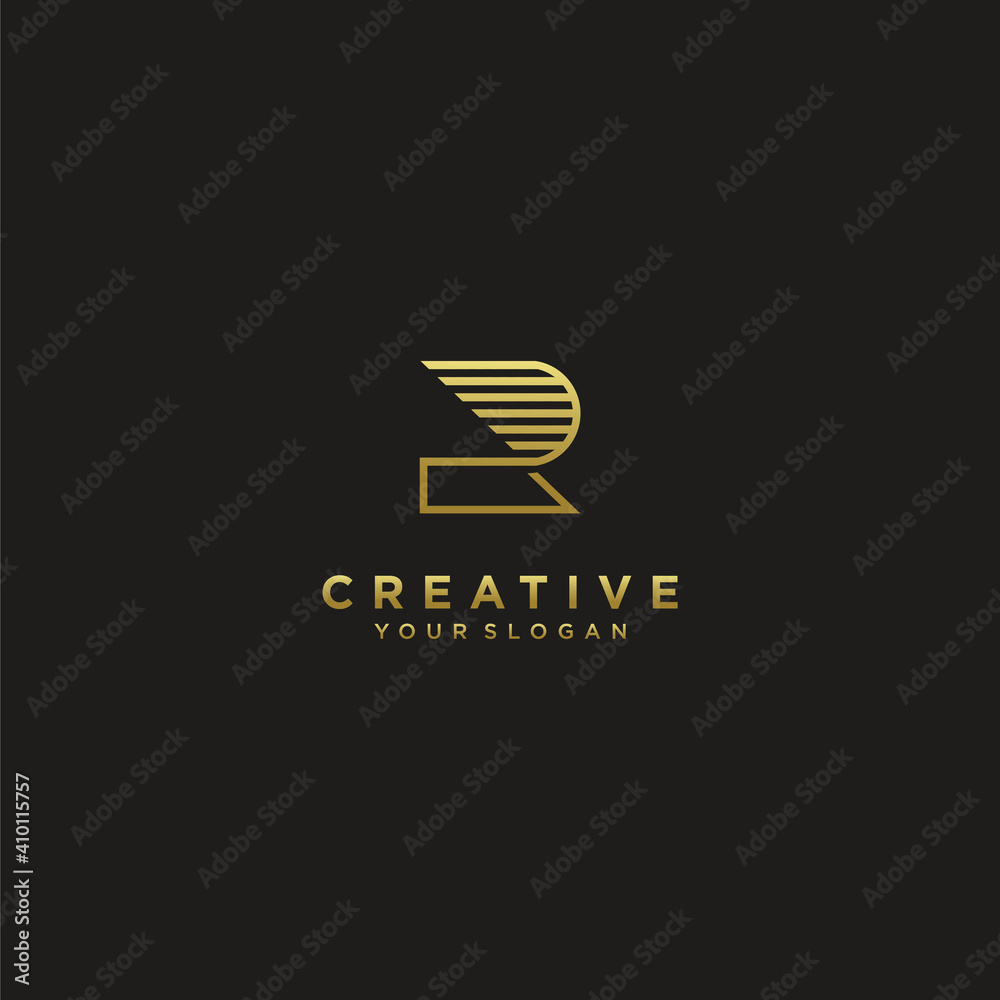 letter r logo collection with modern concept gold colour for finance ...