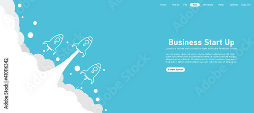 Startup background rocket ship launch concept product Rocket in the sky Among the aries In a blue background	
