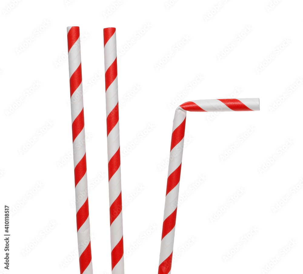 Paper straws pile isolated on white background and texture with clipping path, eco friendly