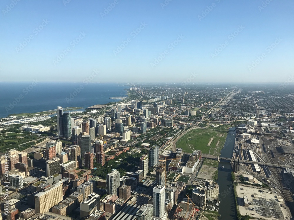 Aerial view of Chicago City.