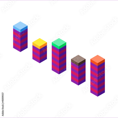3d isometric chart bar for infographic statistical element