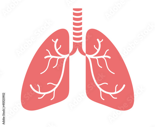 Stethoscope with lungs vector simple icon isolated over white background, pulmanology theme illustration or logo.